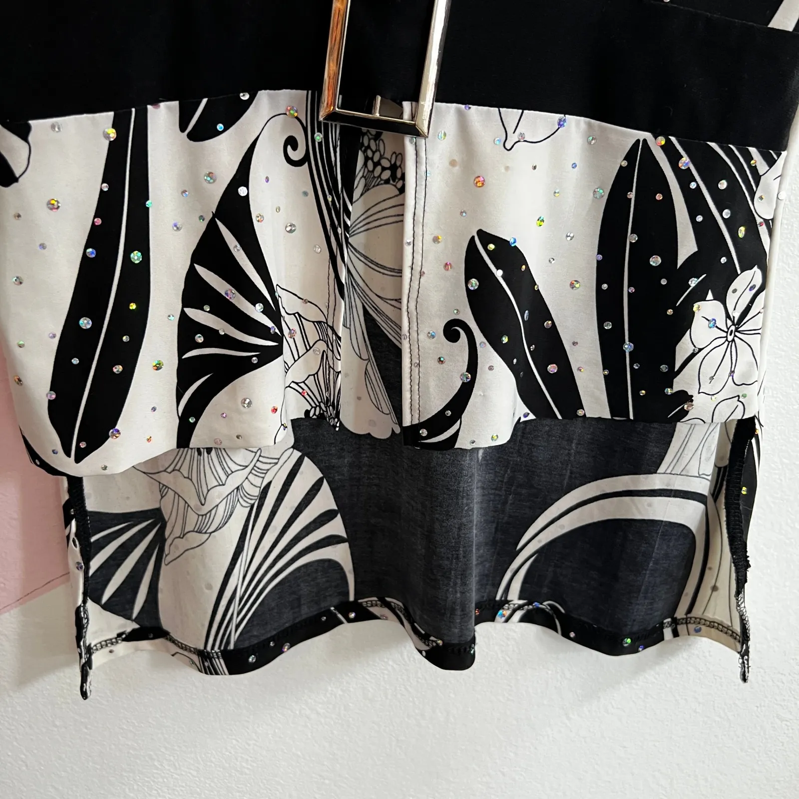 Vintage Floral Buckle Babydoll Top Sequin Y2K 2000s Coquette Festival Small White - Image 4