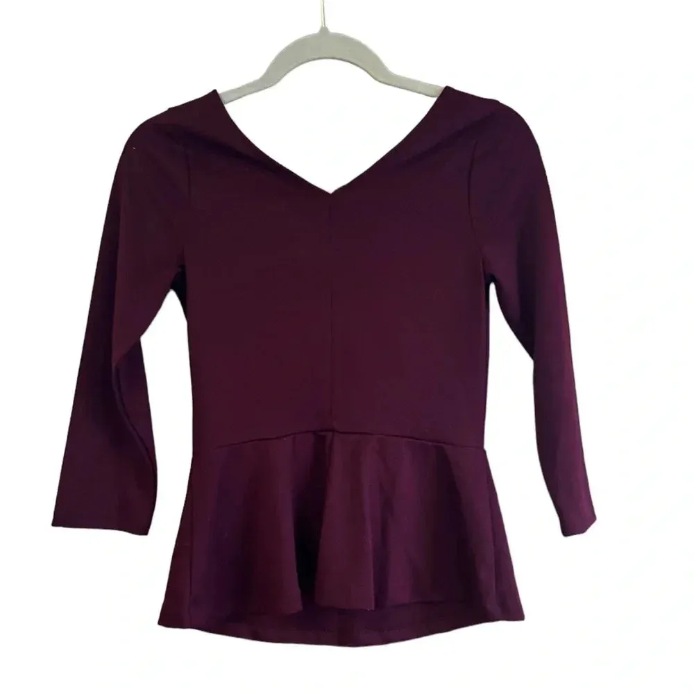 THE LIMITED EGGPLANT PEPLUM TOP - Image 2