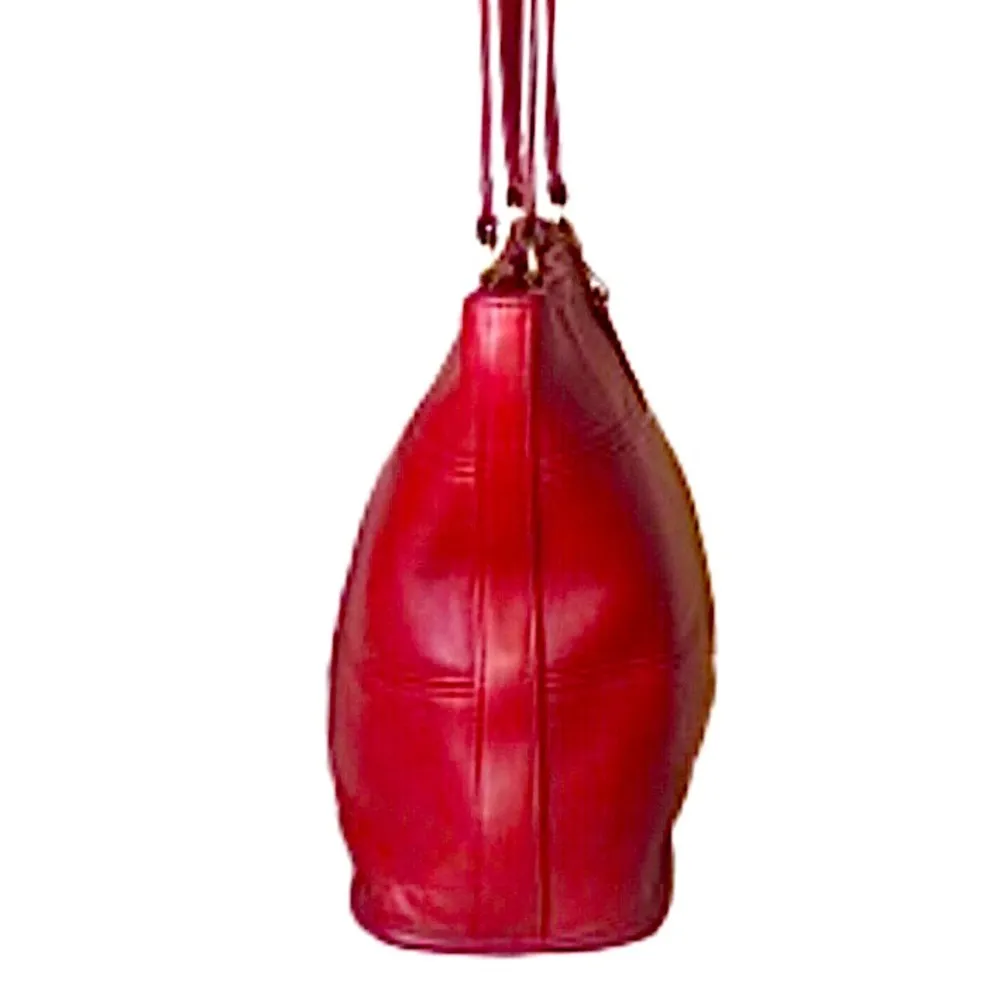 Vintage COACH TRIBECA Red Glove Tanned Slim Bleeker Bucket Shoulder Bag 9098 - Image 6