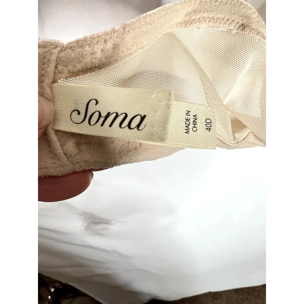 Soma bra size 40D beige lacy underwire balconette sexy coquette feminine - Image 4