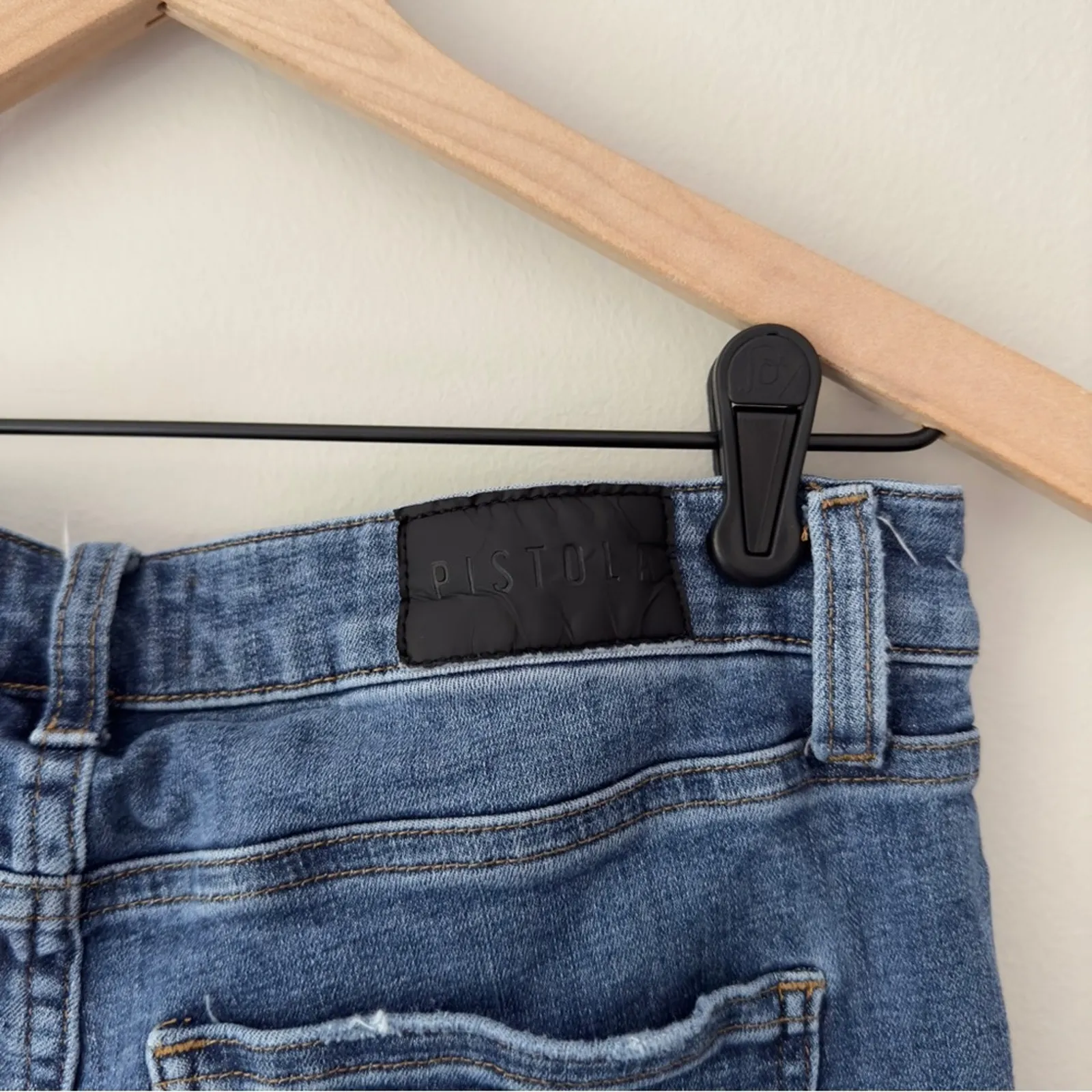 Pistola Medium Wash Skinny Jeans 5-Pocket Solid Denim Belt Loops Zipper Button - Image 8