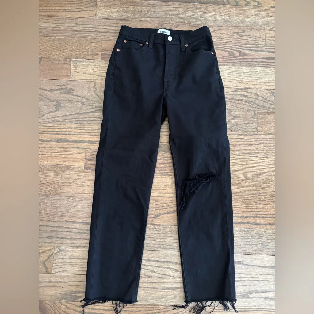PISTOLA‎ Black Charlie High Rise Classic Straight Leg Jeans in Waverly Size 26 - Image 3