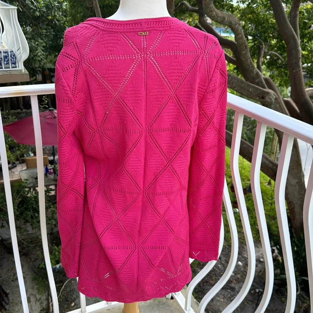 St. John Sport Pink Knit Long Cardigan Sweater - Image 2