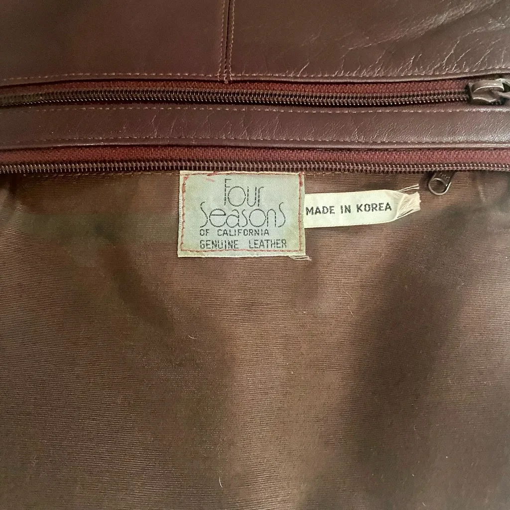 Vintage Four Seasons of California Oxblood Leather Clutch –11”x7” w/ Wrist Strap Brown - Image 5