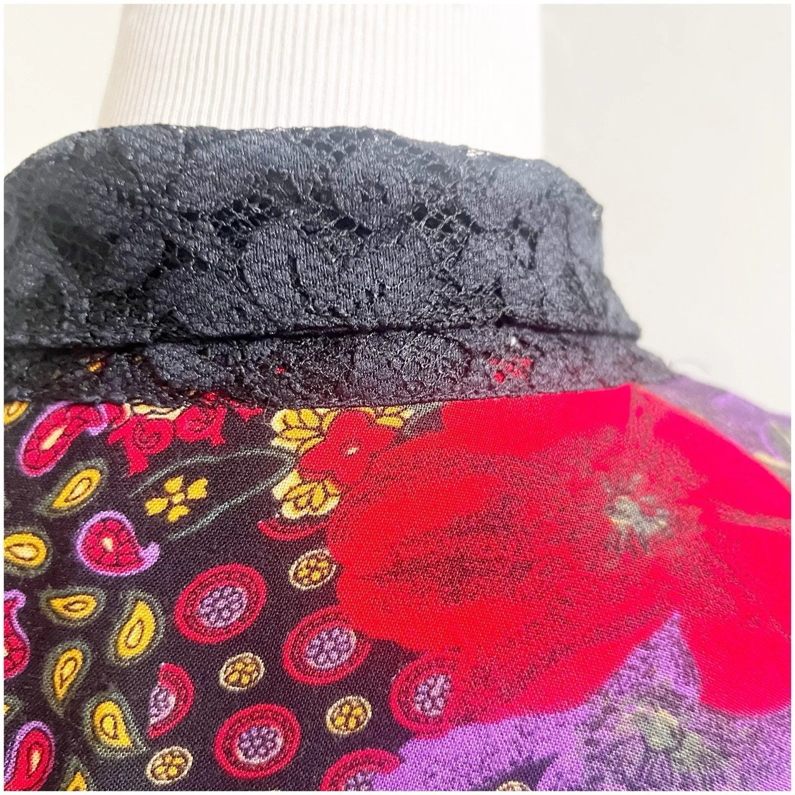 Collective Concepts Vintage Patchwork Blazer Jacket Sheer Sleeve Sz Medium 80’s - Image 10