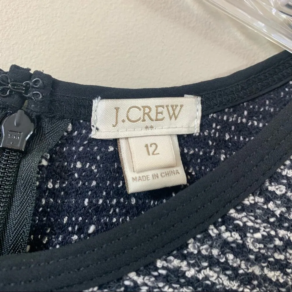J Crew Tweed Boucle Black/White Sleeveless Fit & Flare Dress - Image 4