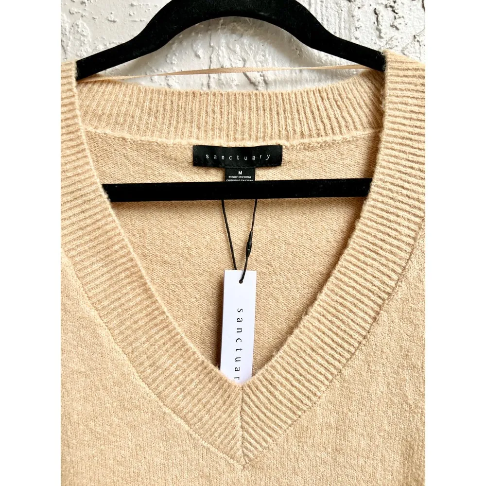 NWT Sanctuary Long Sleeve Ribbed Knit Pullover Sweater Beige Women's Size Medium - Image 4