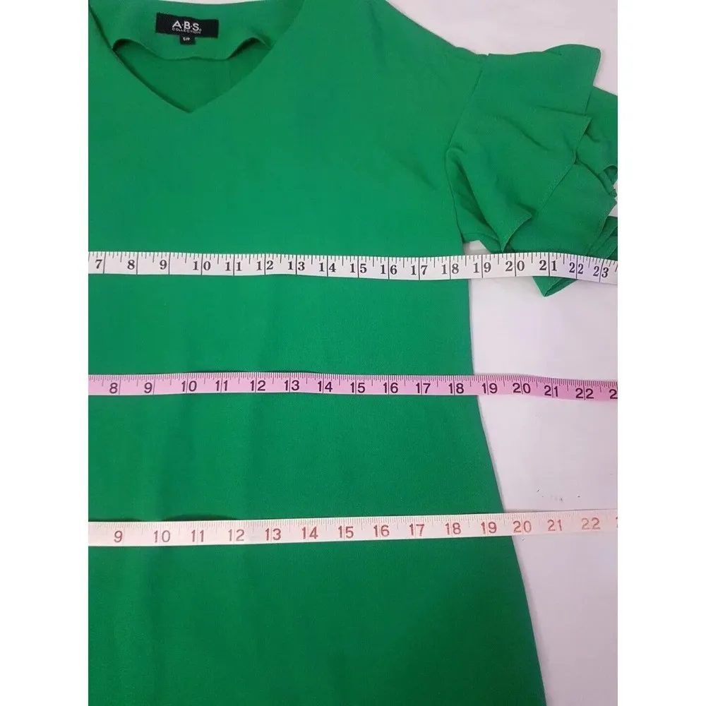 A.B.S. Collection Womens Dress Green Size Small Short Tiered Sleeve Shift Mini - Image 13