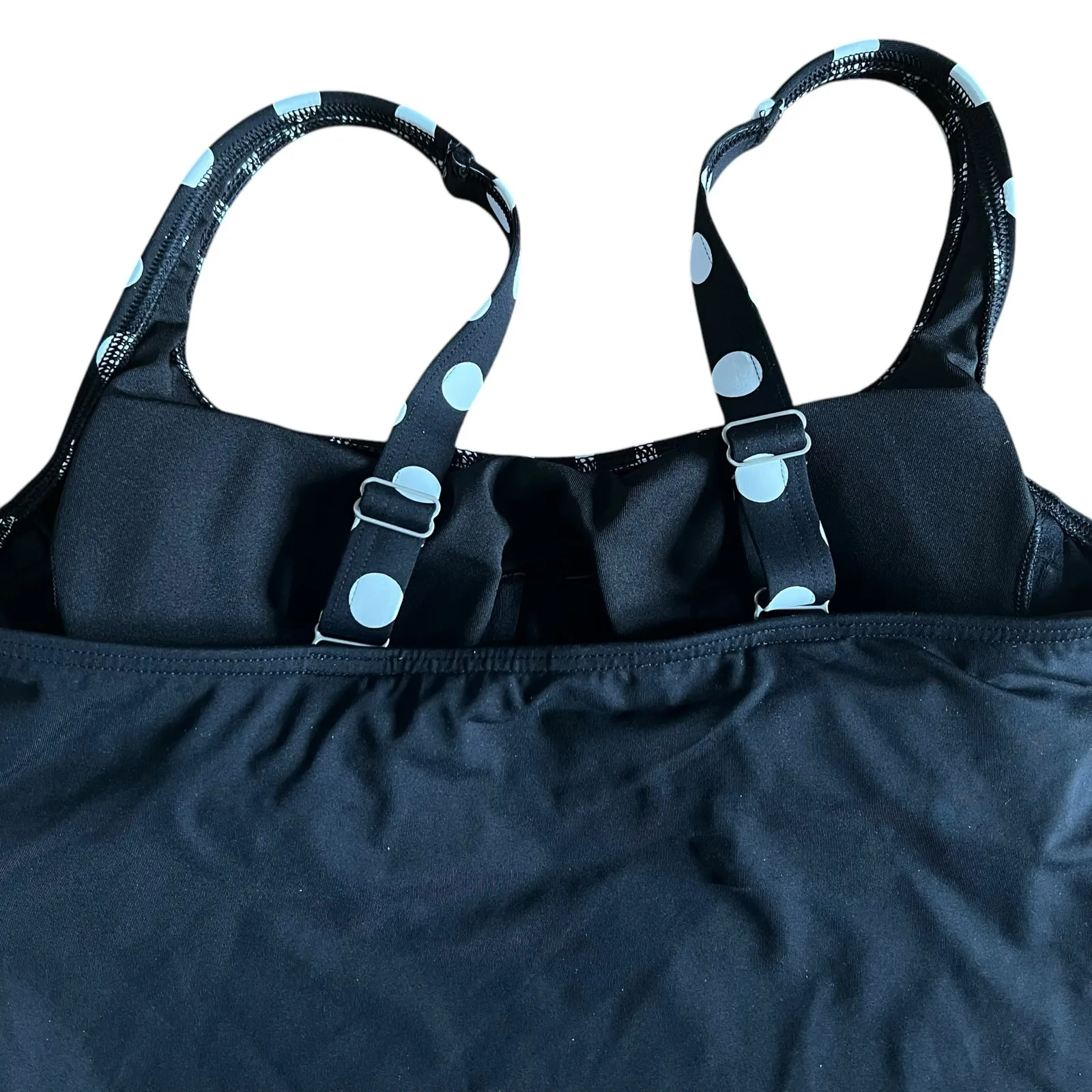 Lands End Womens Black White Polka Dot Swim Tank Tankini Top Size 8 L - Image 6