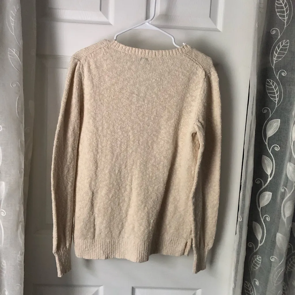 J. Crew V-neck slub sweater pullover women size M cotton blend - Image 8