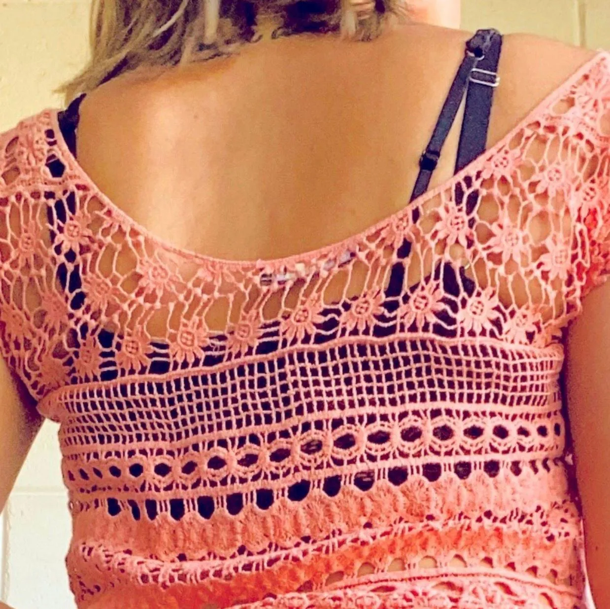 Delusive crotchet knit top Orange Size M - Image 4