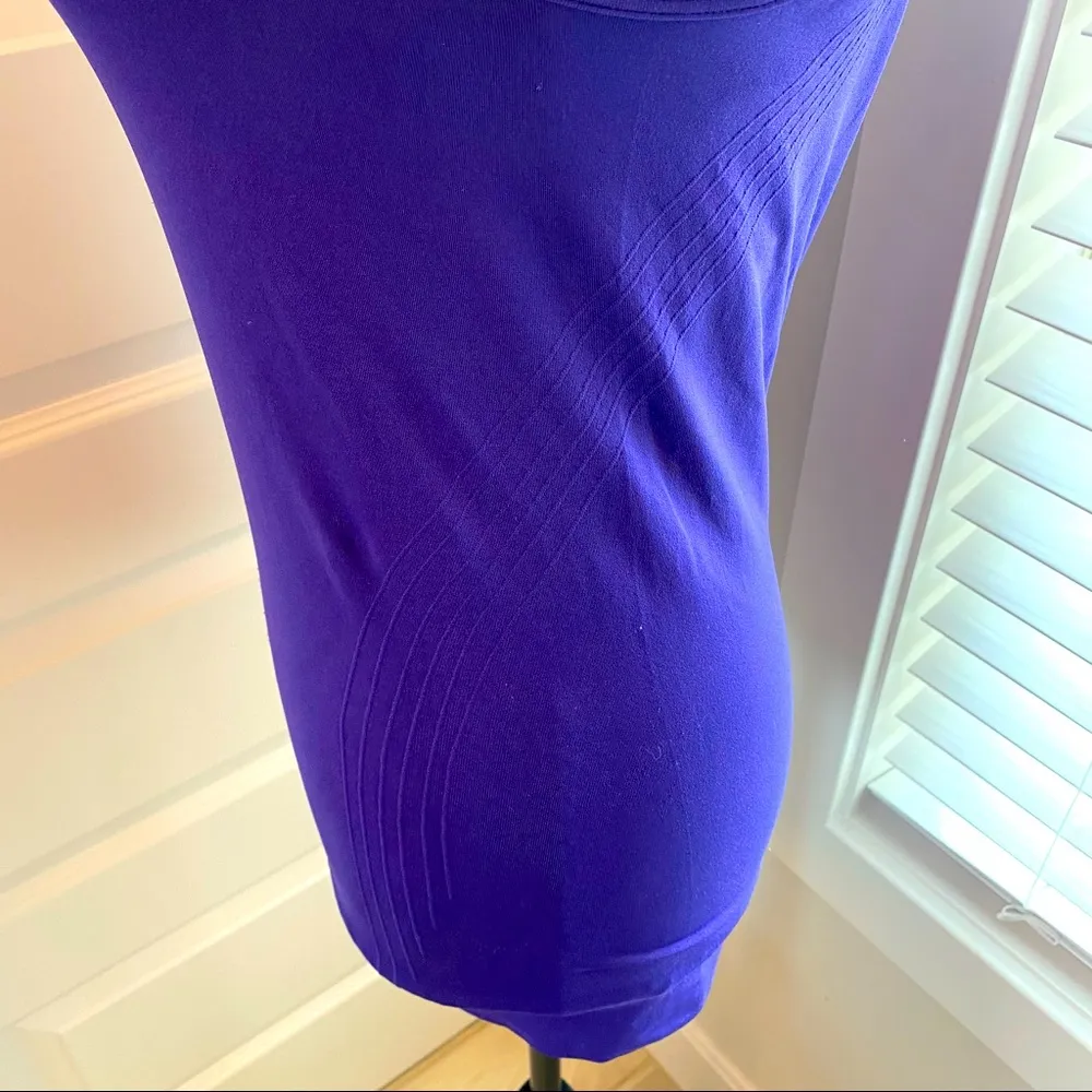 Fit|| Purple tank with decorative side stitching and built in bra. - Image 3