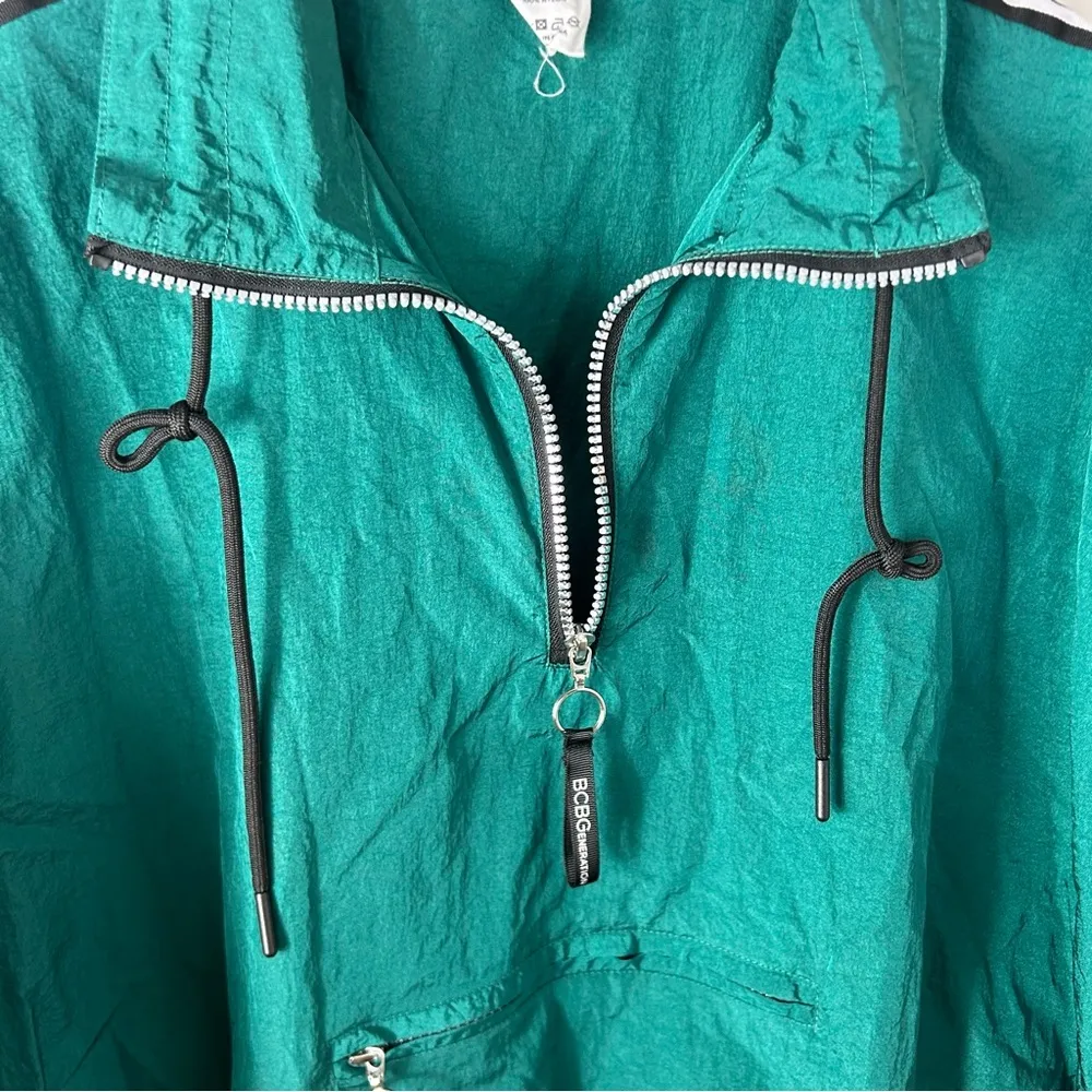 BCBGeneration | Semi Cropped Half Zip Windbreaker Jacket Teal Green Size XL - Image 5
