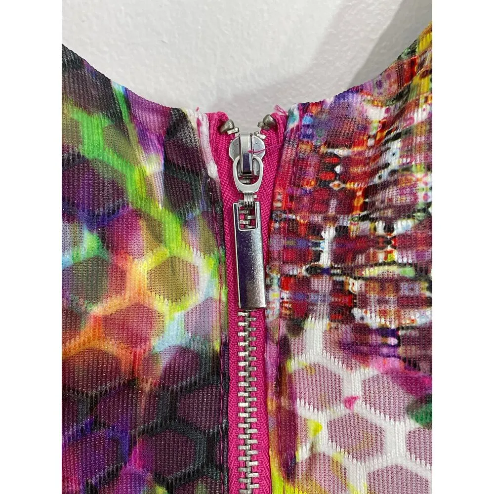 New York & Co Dress Size 14 Pink Abstract Honeycomb Textured Fairy Core Easter - Image 7