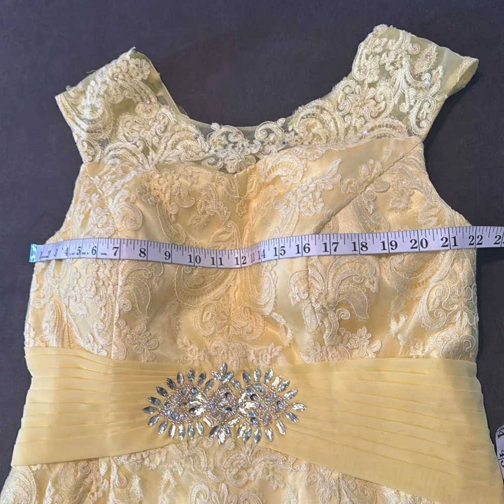 Women’s Plus Size Tea Length Formal Yellow Dress Matching Chiffon Jacket Size XL - Image 10