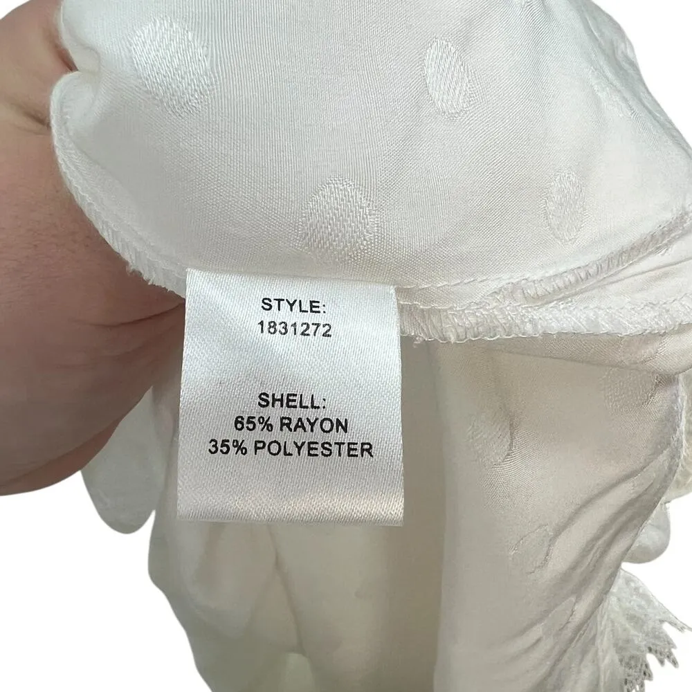 Current Air Los‎ Angeles White Swiss Dot Lace Button Down Blouse Size Medium - Image 10