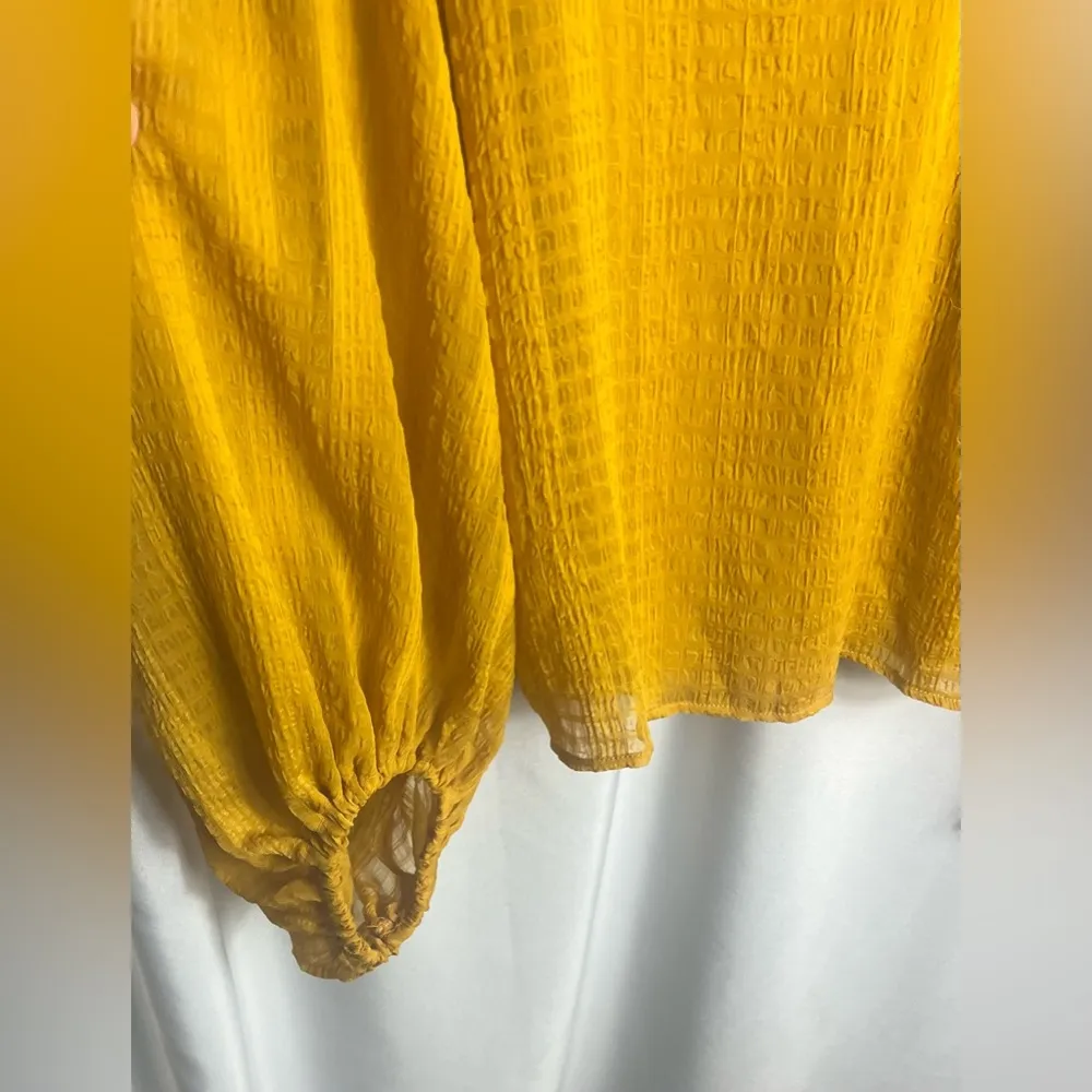 The LINE of style Women's Long Sleeve Chiffon Blouse Golden Yellow Size XL Gold - Image 3