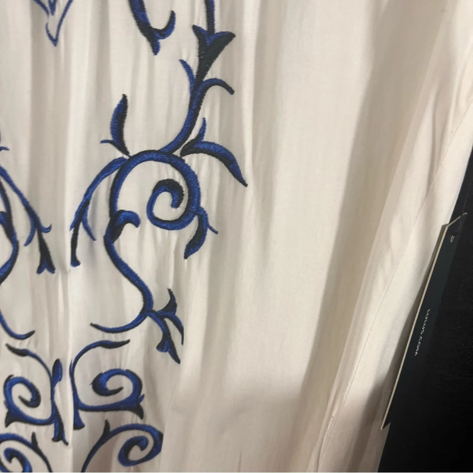 Lulus Down In Kokomo‎ White And Blue Embroidered  Lace Up Dress Size Medium - Image 5