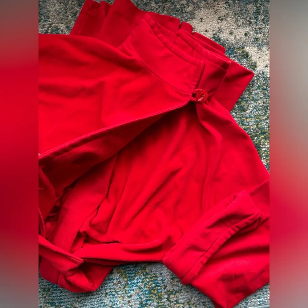 Vintage Vanity Fair red button neck soft plush long tie robe, size large - Image 5