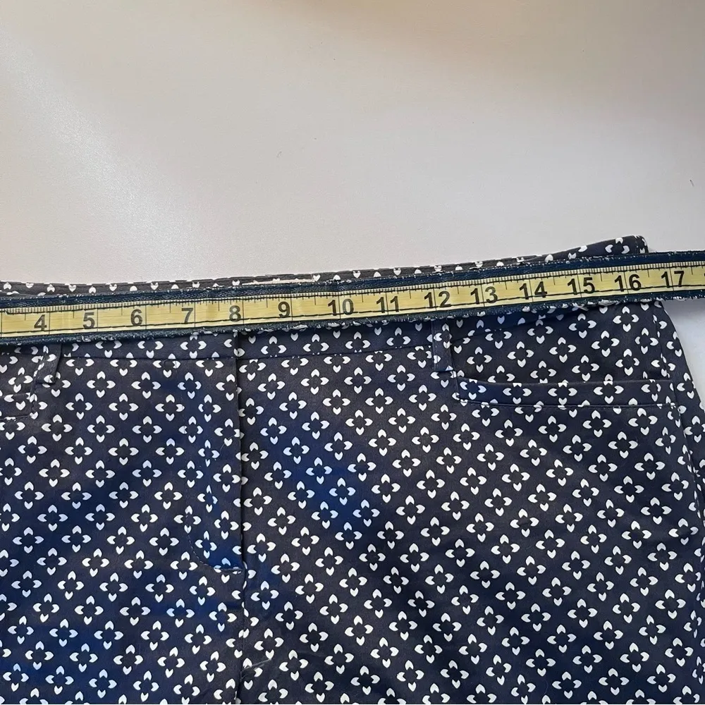 NWT New Andrea Jovine Diamond Flower Cropped Ankle Pants Blue White Medium 8 - Image 10