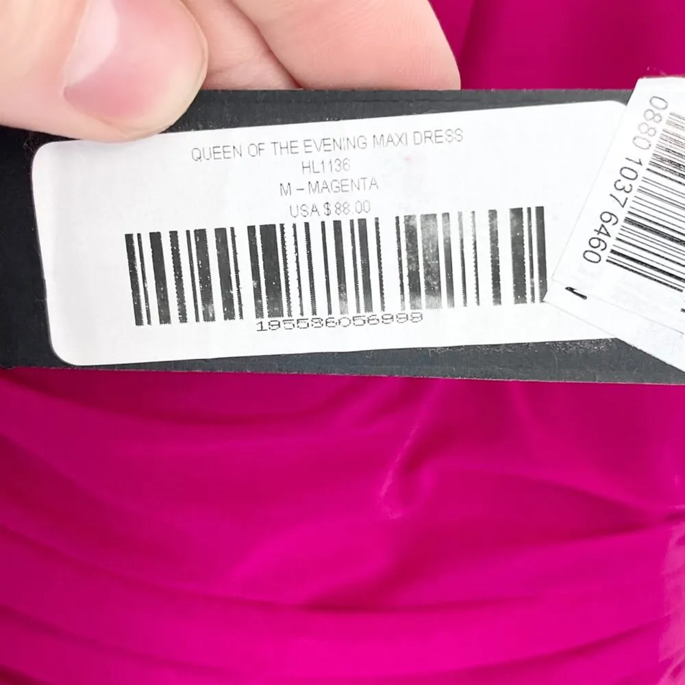 Lulu's NWT Women's Queen of the Evening Magenta Maxi Evening Dress - Size Medium - Image 5
