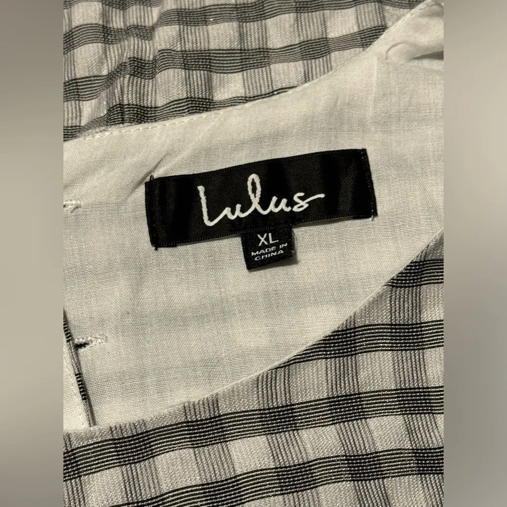 EUC Lulus Checks Appeal Black Gingham Seersucker Puff Sleeve Mini Dress size XL - Image 6