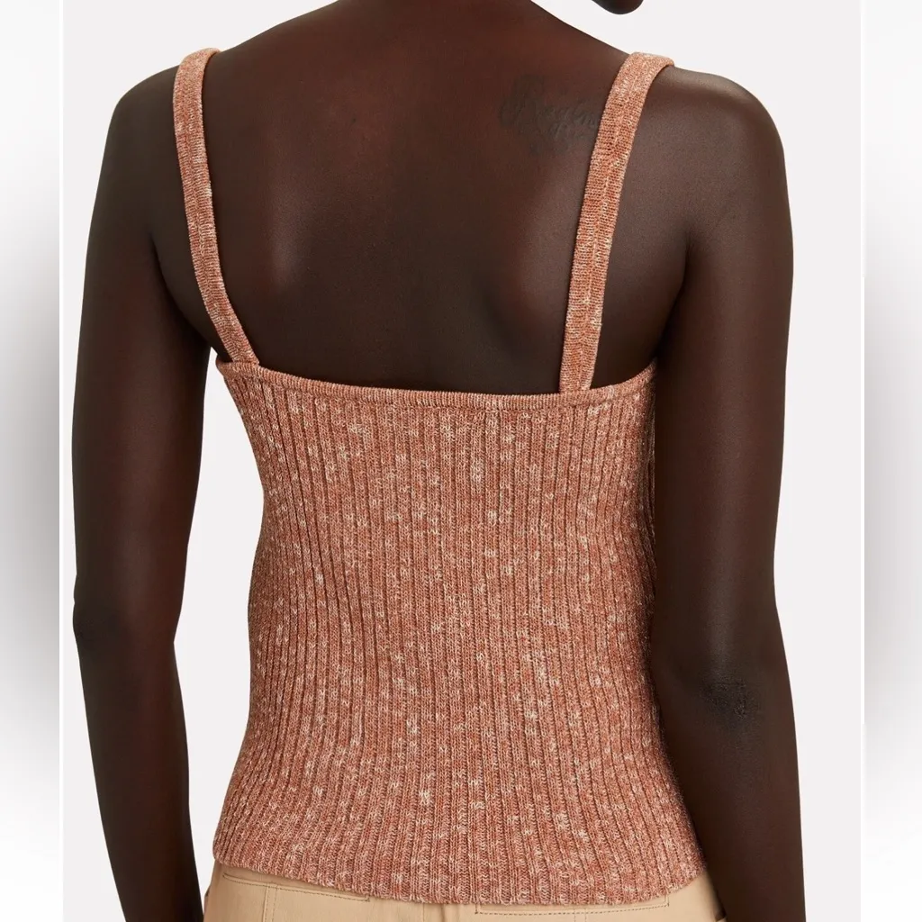 NWT INTERMIX Zoey Metallic Rib Knit Tank Top in Beige - Image 2