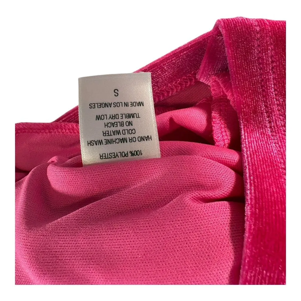 Lucy In The Sky Hot Pink Velvet Mini Dress Womens Small One Shoulder Barbiecore - Image 5