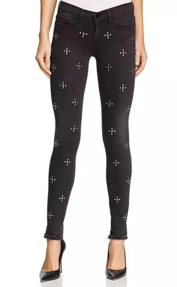 Frame Le Skinny Double Raw Edge Jeans in Carlton Studs Size 30 - Image 2