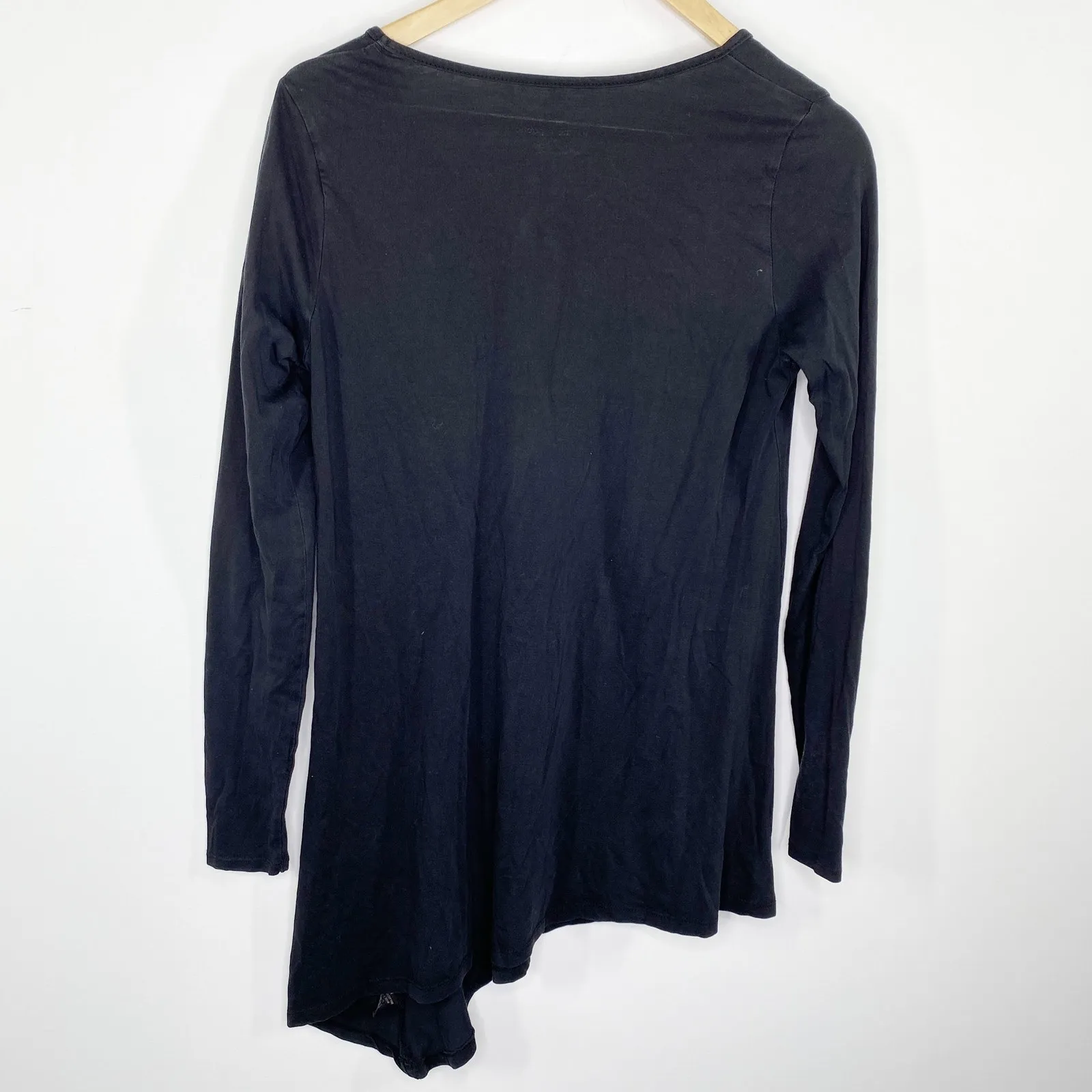 For The Republic Black Asymmetrical Pima Cotton Shirt Women's Size Medium M - Image 1