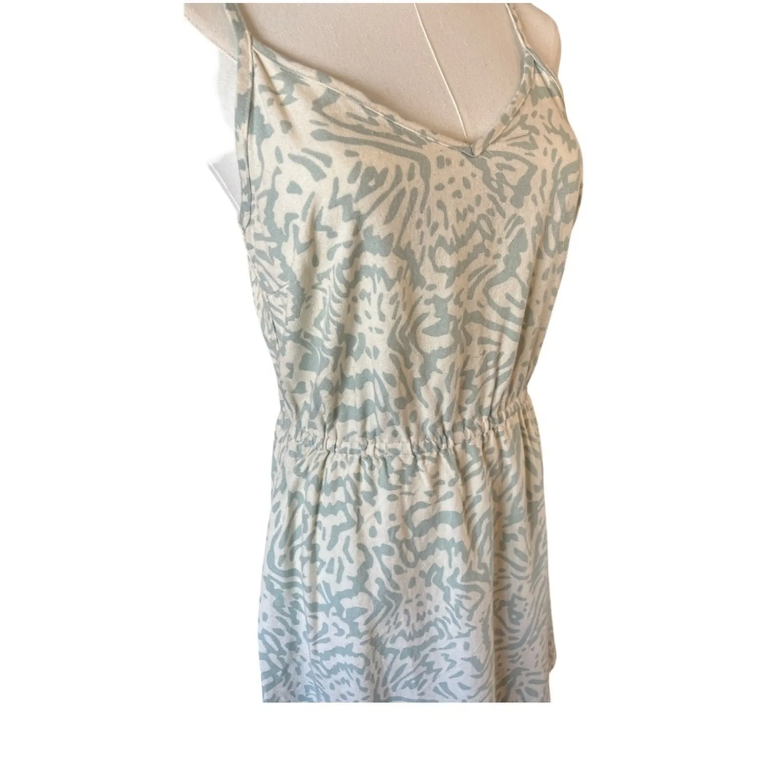 Vero Moda Milo Green Cream Mini Dress | XS Linen Blend Summer Sundress NWT - Image 7