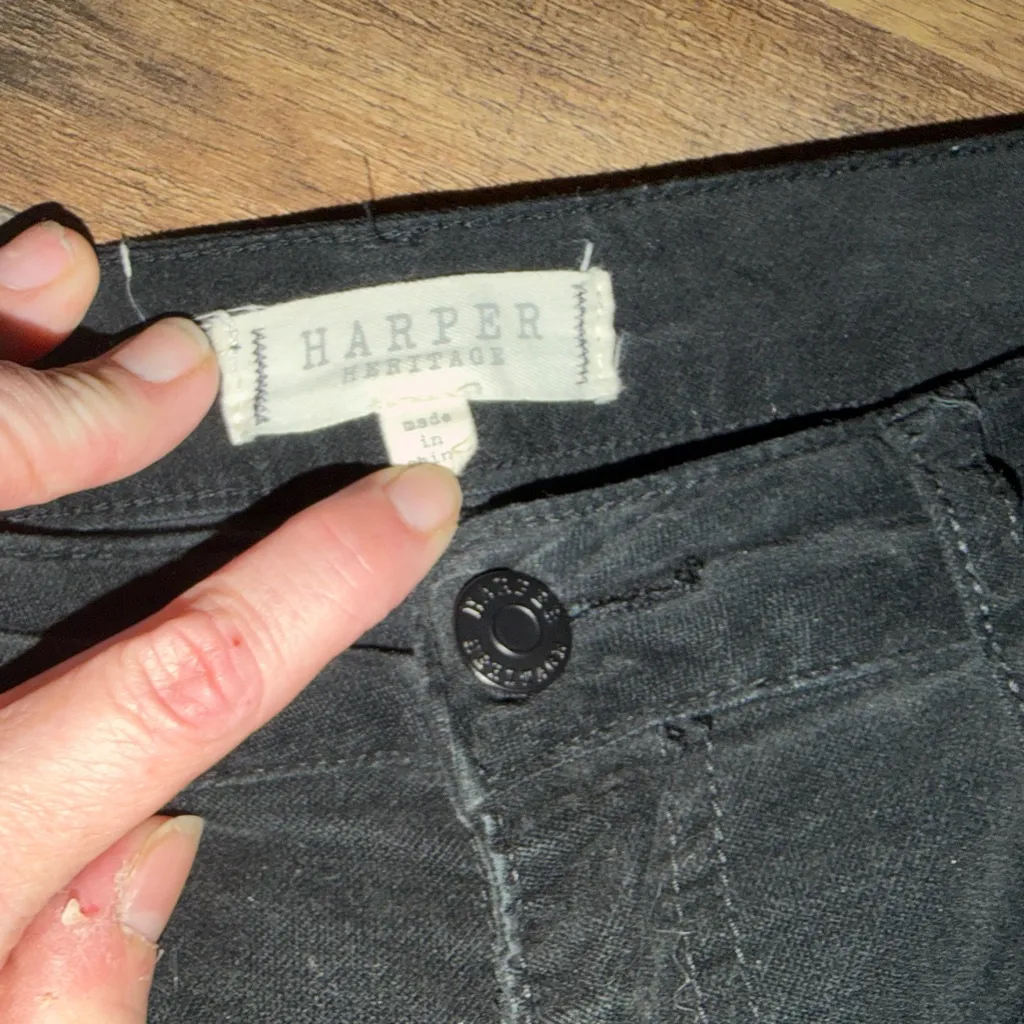 Harper Heritage Black corduroy velour pants size 10 straight leg - Image 3