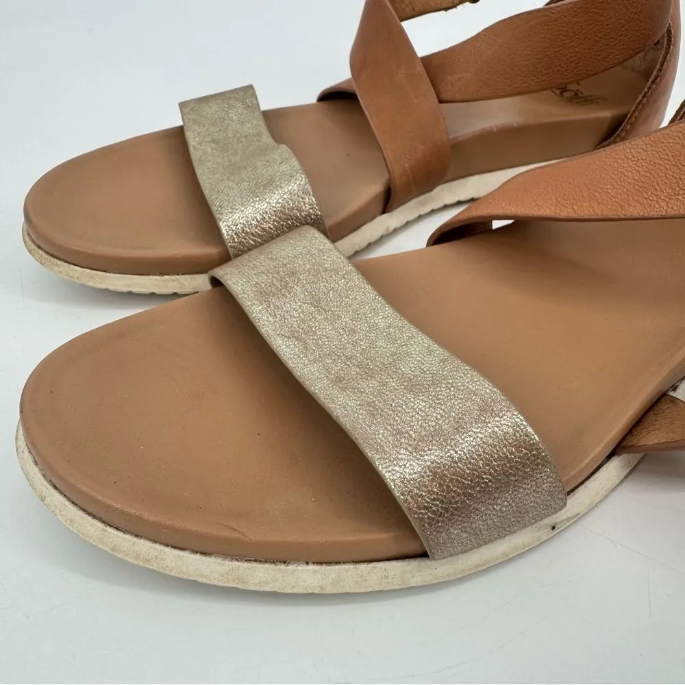 Sofft Womens Fiora‎ Sandal Brown Gold Leather Caged Gladiator Flat Shoe Sz 11 Tan - Image 3