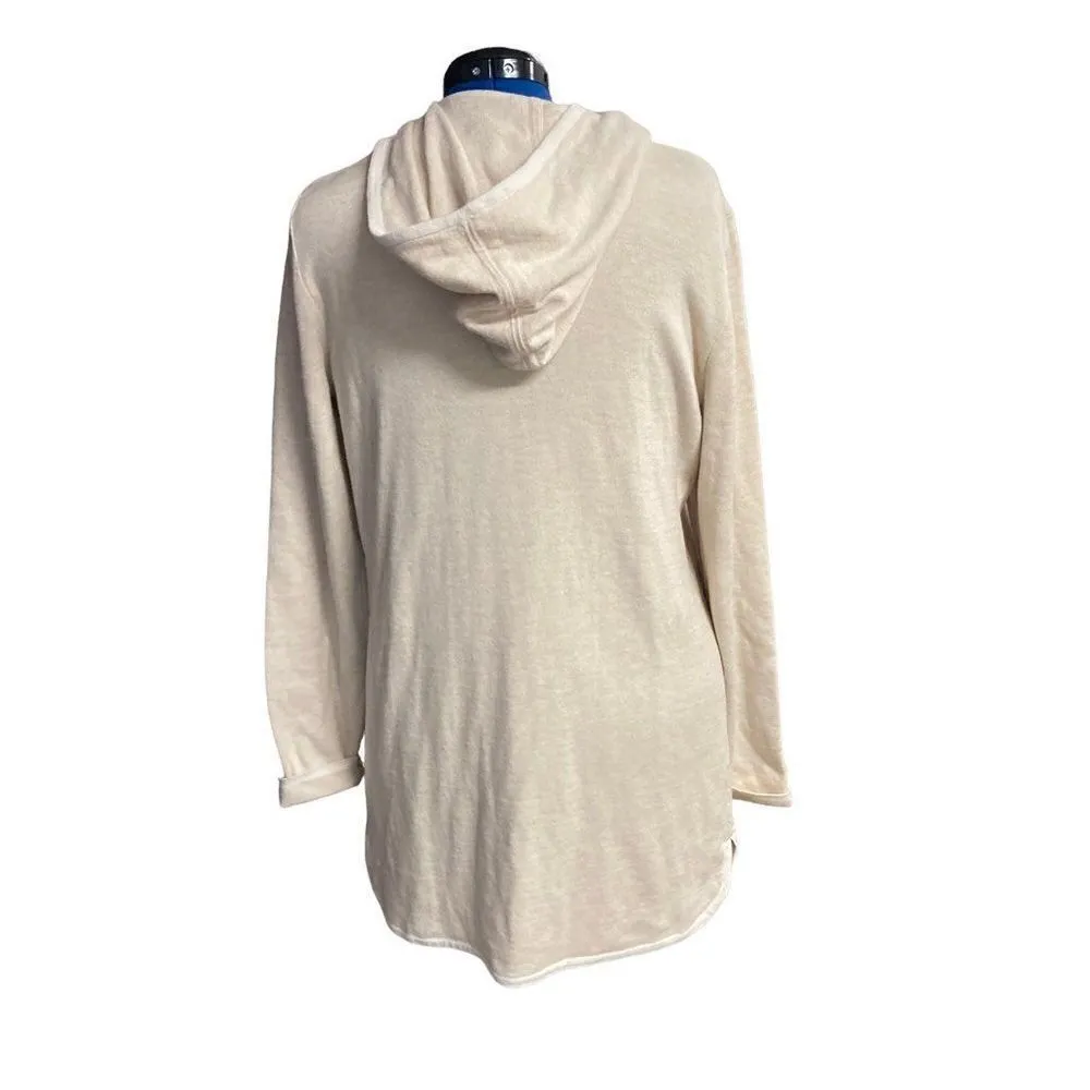 TAHARI Cardigan Ivory/Cream Hooded Long Sleeves Size XL‎ - Image 3