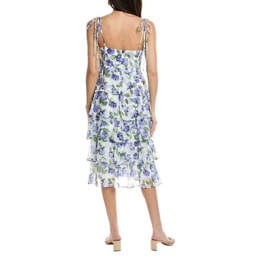 Amanda Uprichard Adelina Floral Tiered Midi Dress S - Image 2