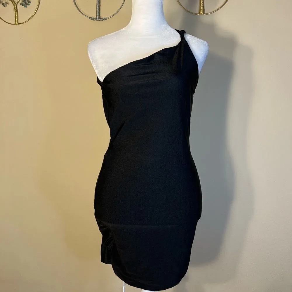 NWT! Lioness The Claudia Mini Asymmetrical Dress Black US Size 2 - Image 2