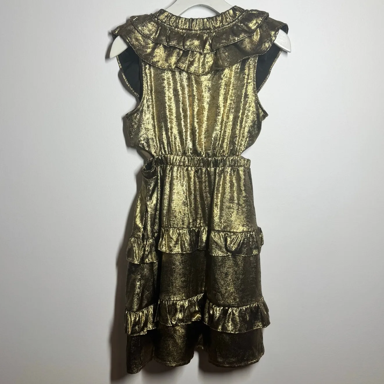 TCEC Dress Women S Bronze Tiered Ruffle Side Cutout Holiday Party Cocktail Glam - Image 2