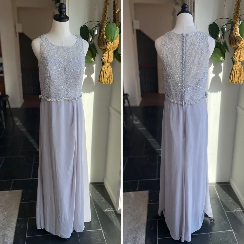 Morilee Madeline Gardner Silver Grey Rhinestone Lace Formal Dress Prom 16 - Image 2