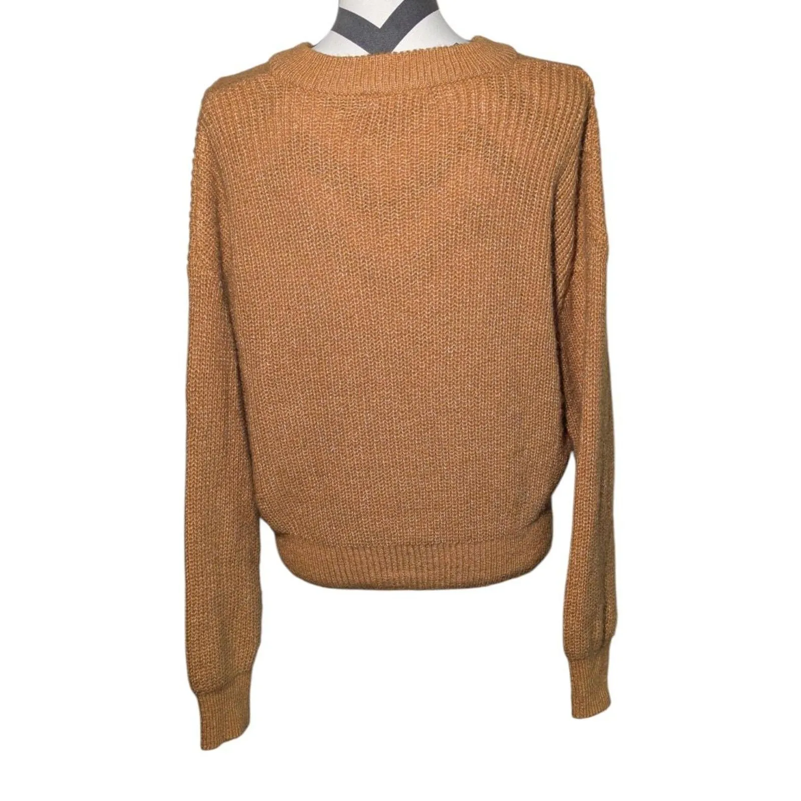 Elodie Burnt Orange Chunky Knit Henley Sweater Medium Button Front Pullover - Image 5