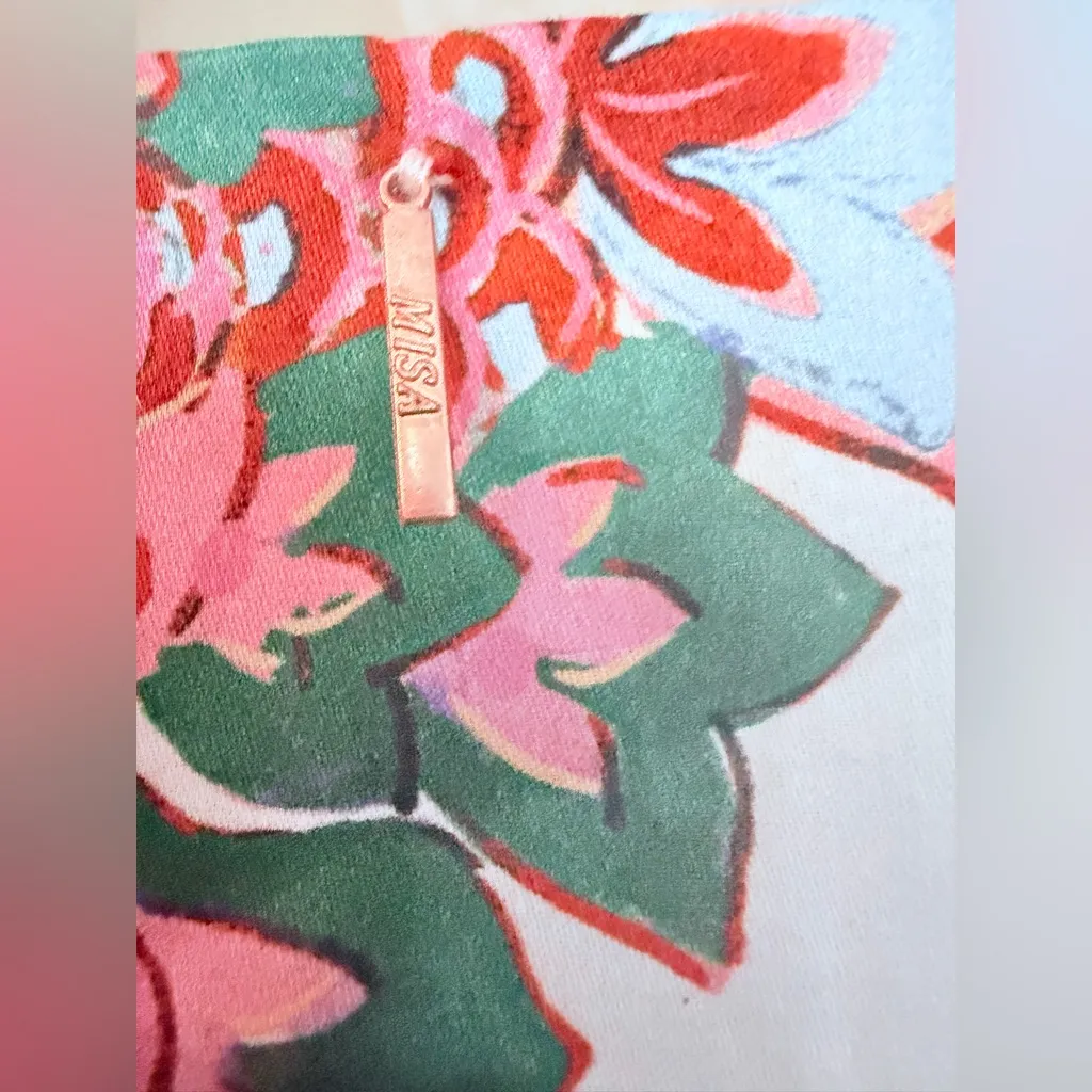 Revolve Brand Misa Casablanca Floral Midi Dress Size M NWT. Low Cut Pink Size M - Image 11