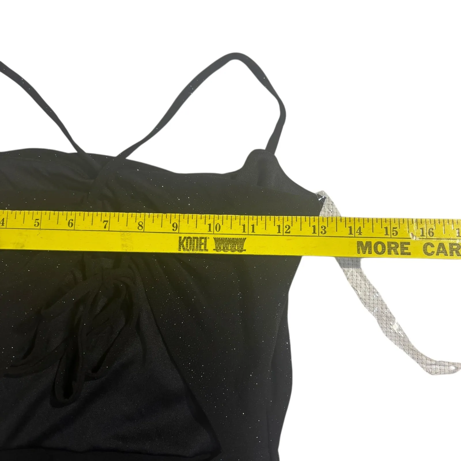 GLARE Black Glitter Bodycon Dress Criss‎ Cross Back Party Cocktail Sample Small - Image 7