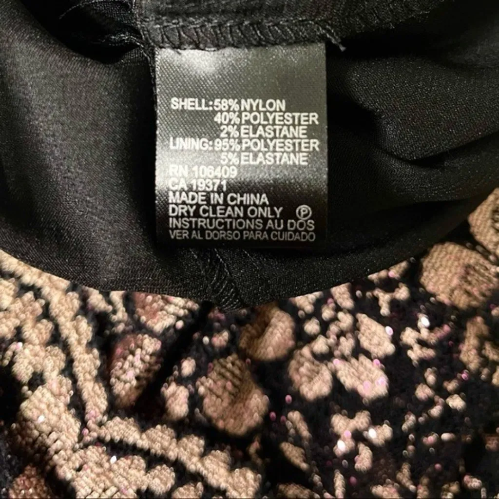 Tahari Lace V Neck Sheath Dress Black & Pink Rose Gold 2 XS - Image 11