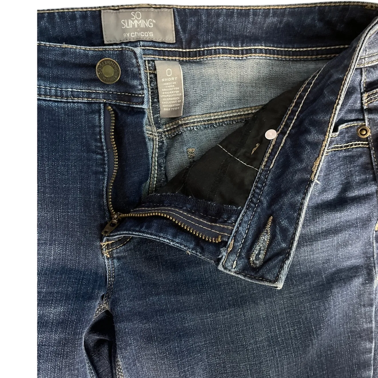 Chico’s So Slimming Dark Wash Barely‎ Bootcut Mid-Rise Stretchy Jeans Size 4 - Image 3