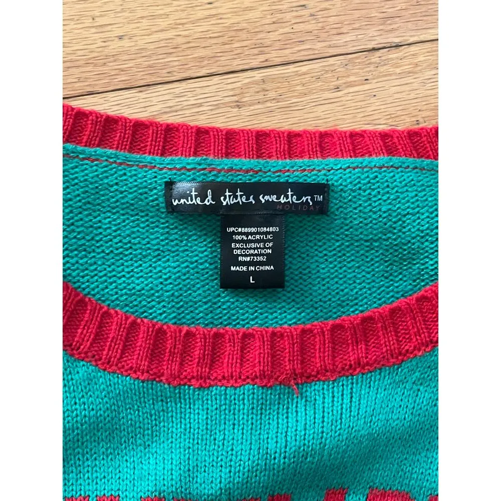 United States Sweaters Ugly Christmas Women Large Pug Dog‎ Bah Hum Sweater - Image 2