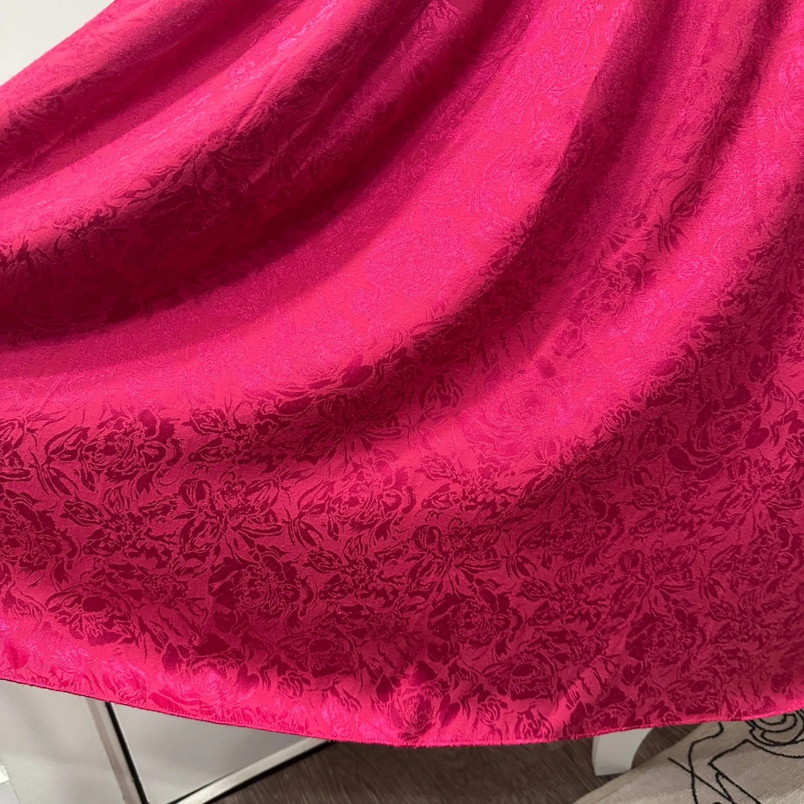 Free People NWT Make an Entrance Hot Pink Floral Jacquard Strapless Maxi Dress 4 - Image 8