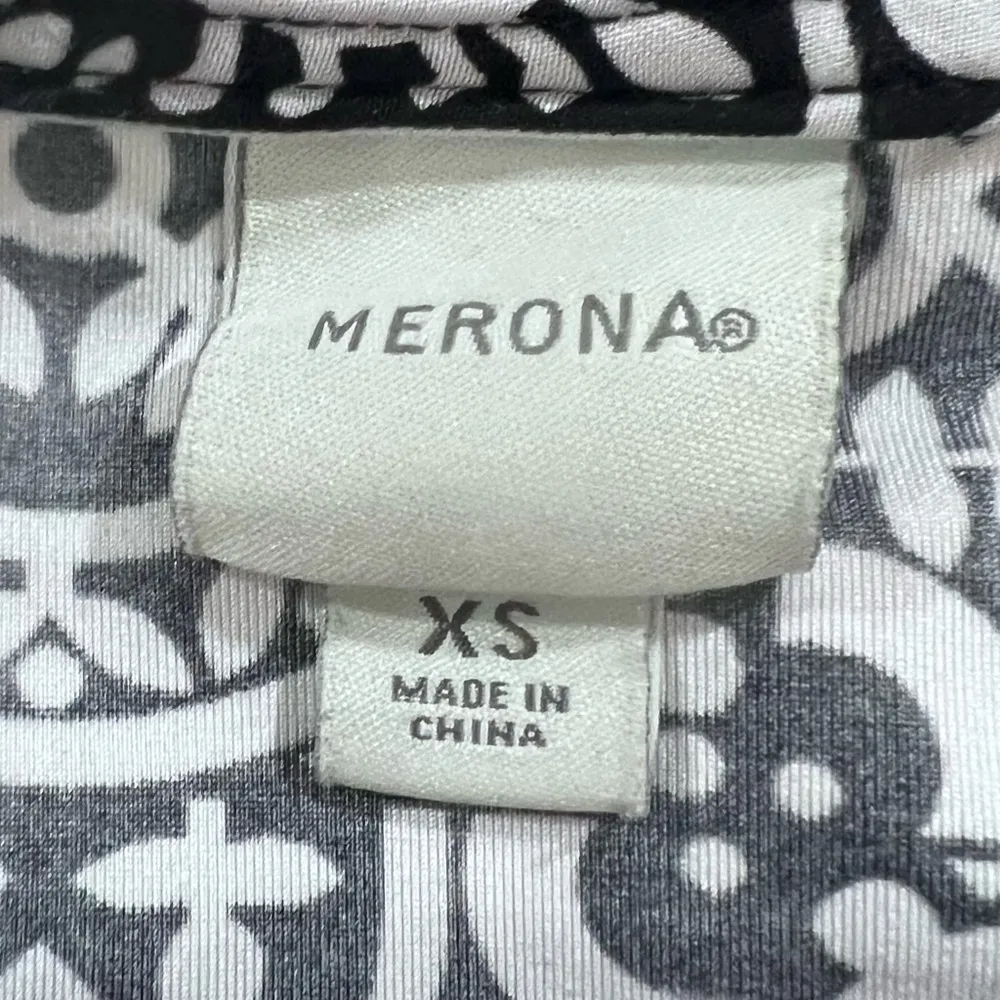 Black and white faux wrap dress with teal belt size XS - Image 6