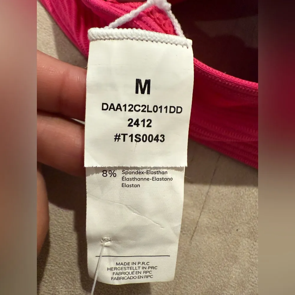 Cupshe Women's Pink Ribbed Bikini top Size M - Image 4