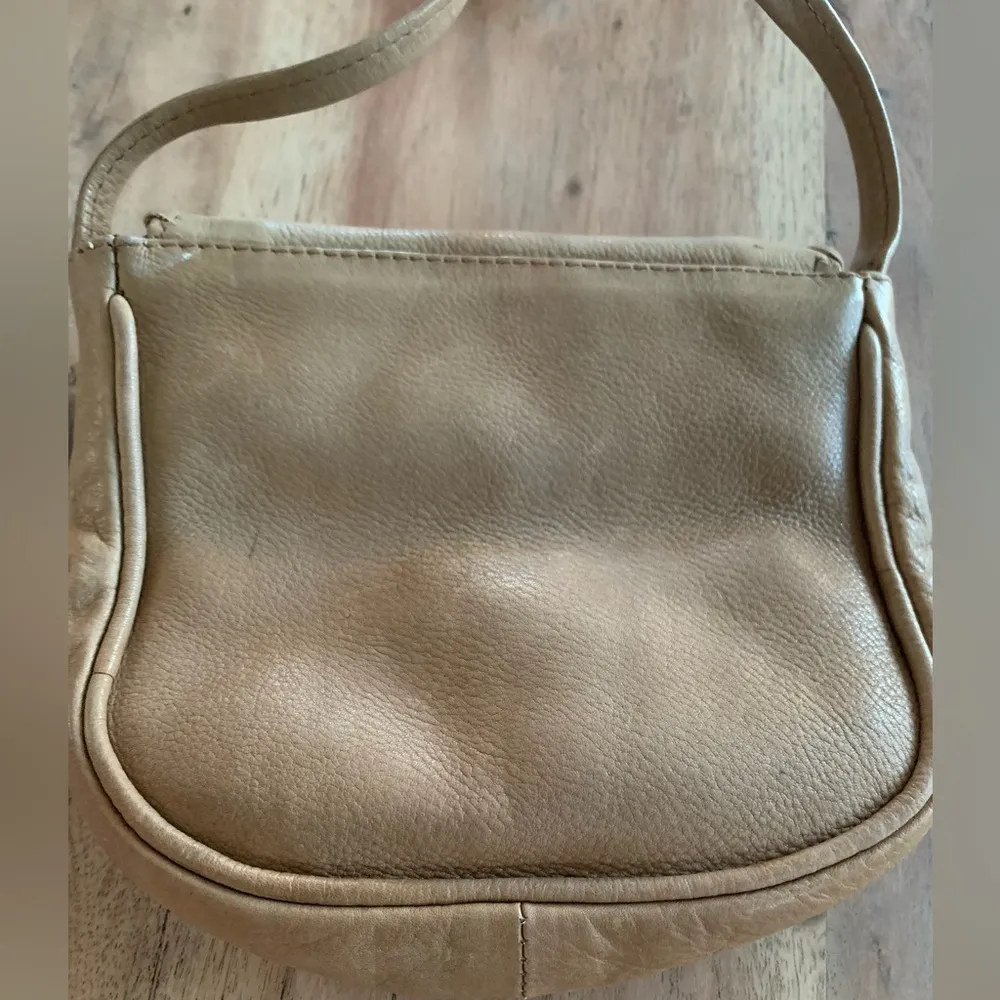 Vintage Small Tan Camel Leather Cross Body Purse Handbag Made in India Braided - Image 3