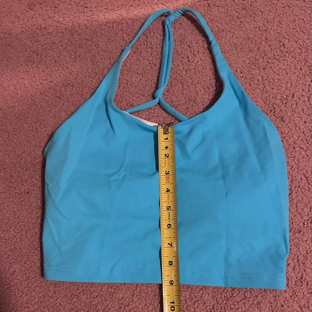 NWOT Paradis Baby Blue Sport Bra Crossover Single Strap Size Med Sporty Yoga - Image 4
