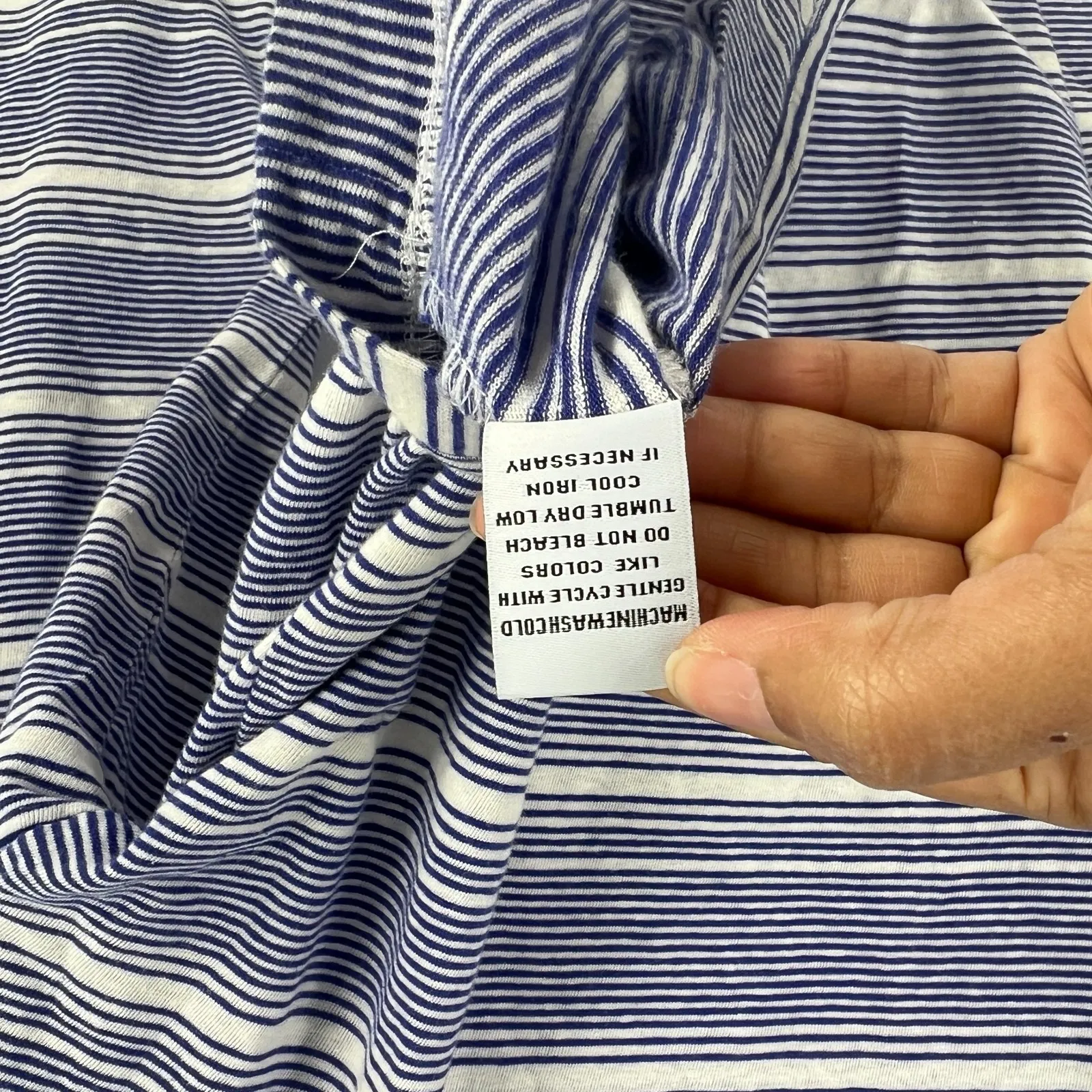 Habitat Shirt Womens Large Blue White Striped Linen Blend Classic Comfort - Image 6